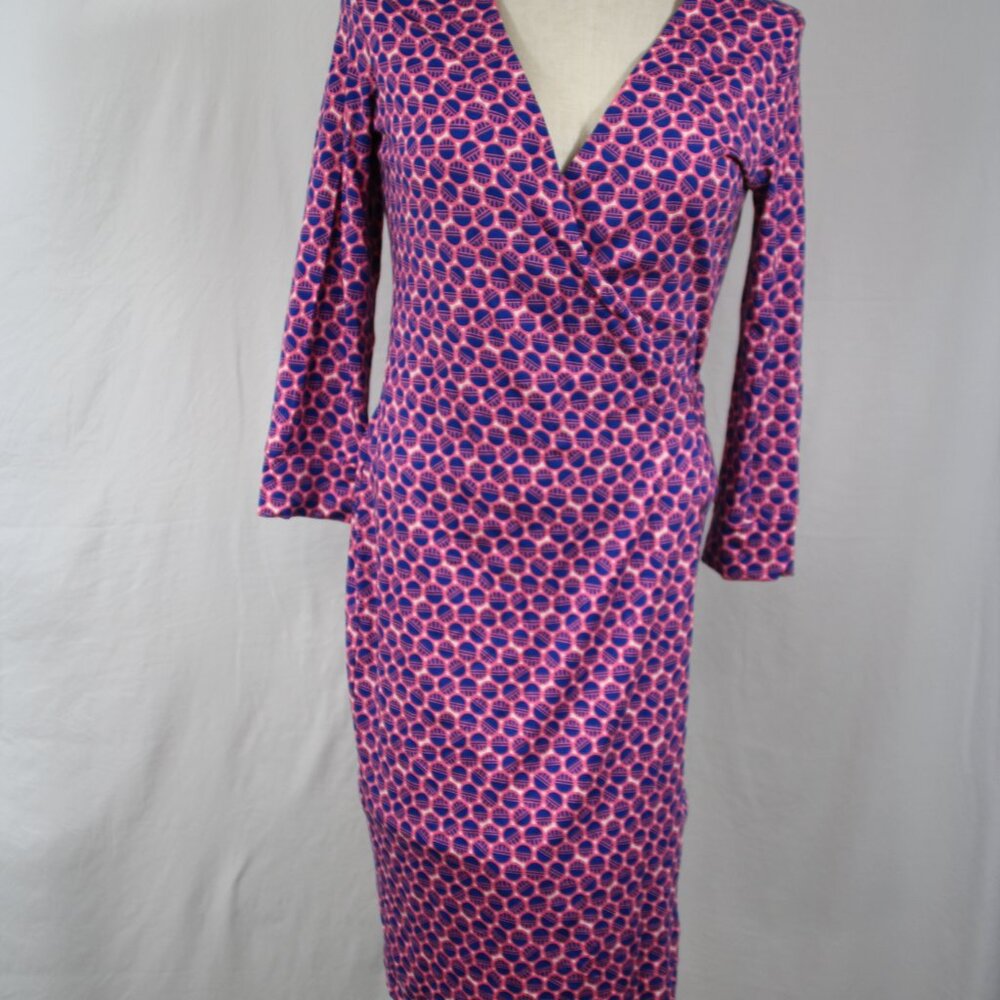 Felicity and Coco Women's Bubble Gum Pink & Royal Blue Wrap Dress~Size M